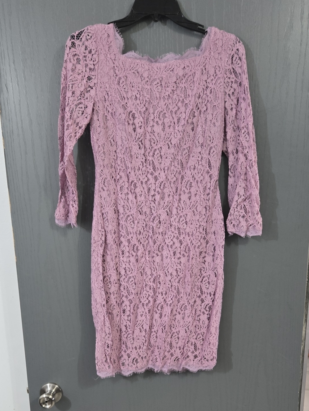 Adrianna Papell Lace Long Sleeve Sheath Dress in Lilac